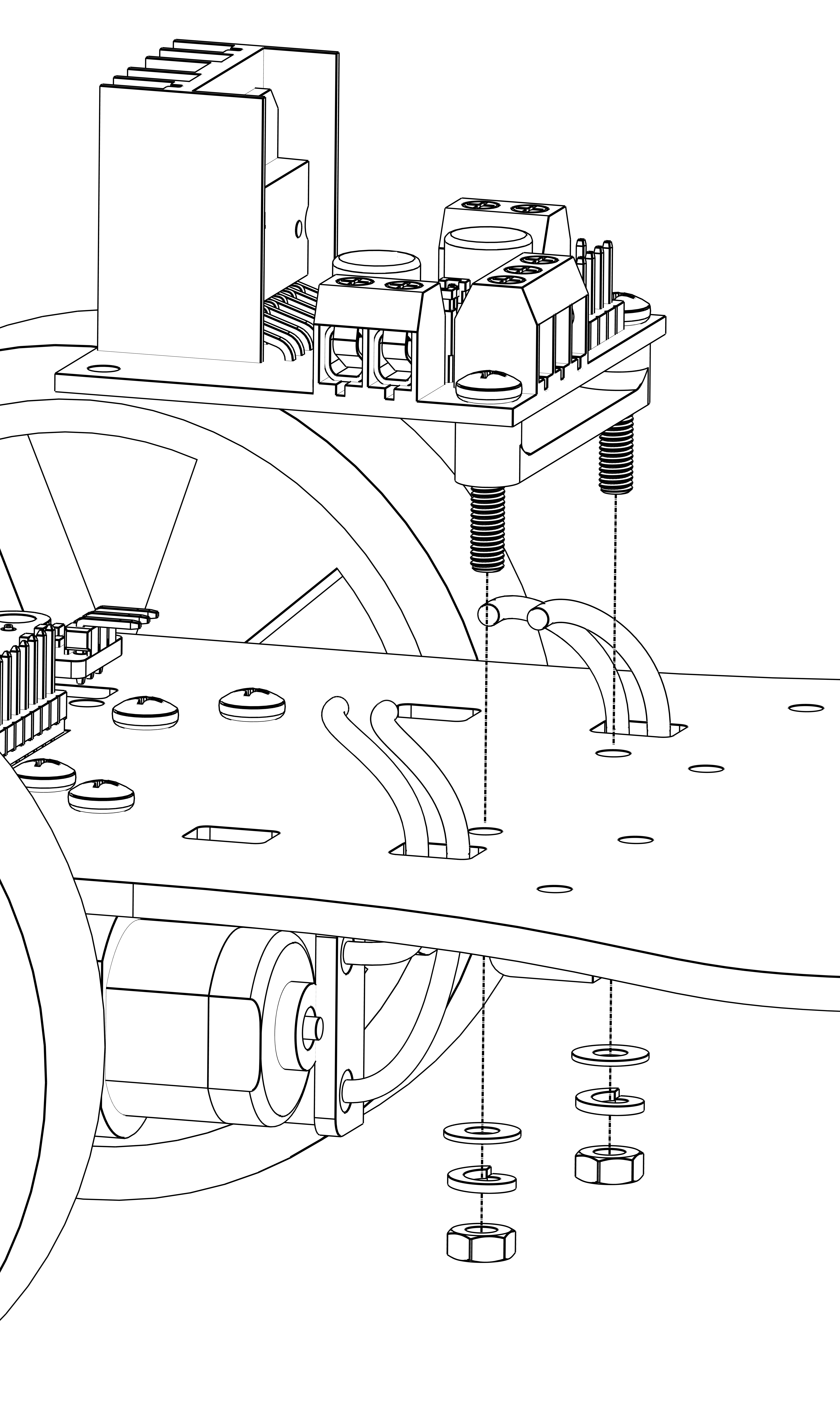 exploded view of motor controller attachment to frame